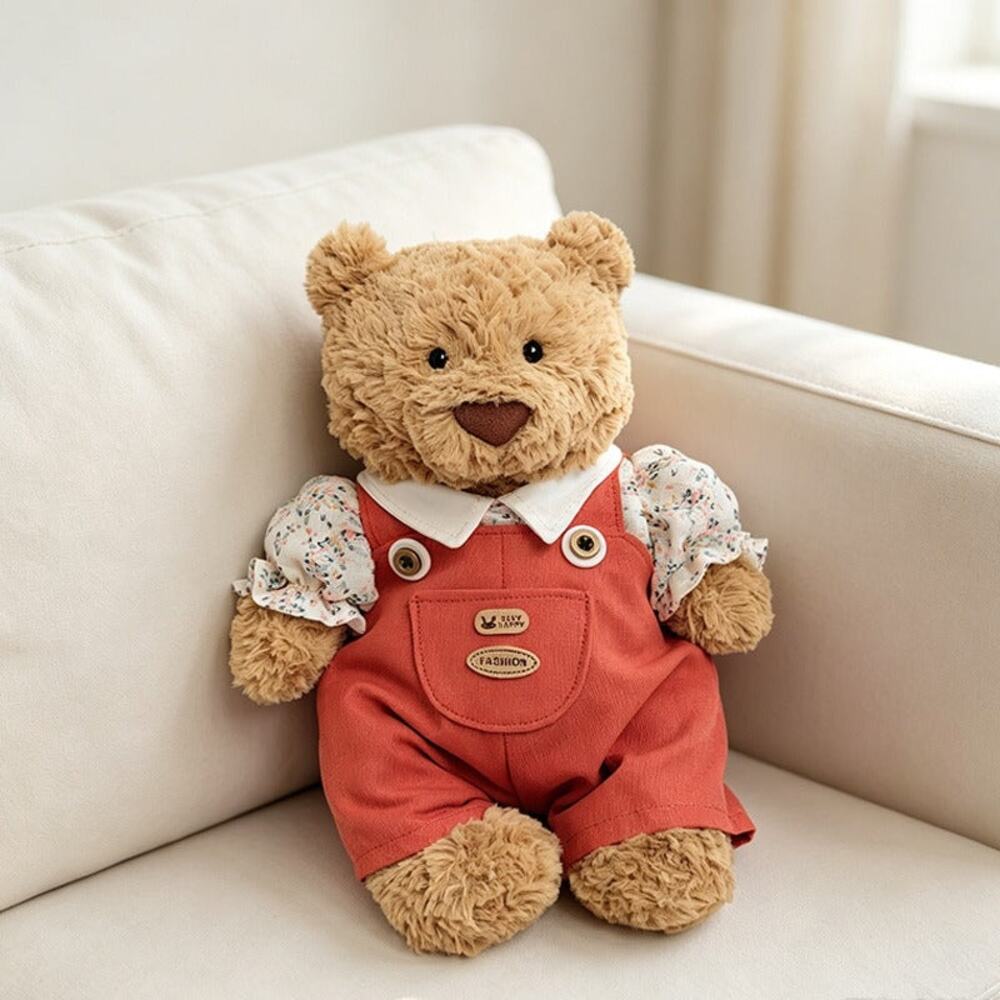 Red Multicolor Polka Dot Overalls for Bartholomew Bear – 10inch [JC-154-10IN]